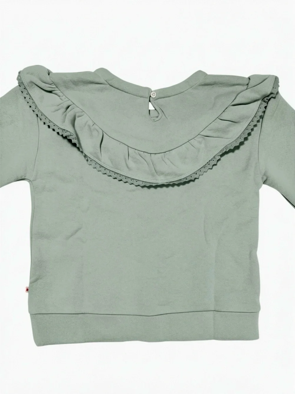 NWT New Lucky Brand Girls Ruffle Fleece Top In Chinois Green Size 7